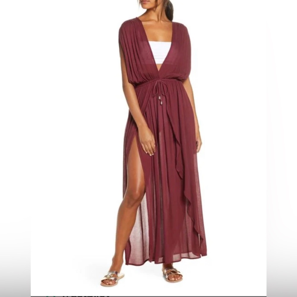 ELAN Wrap Maxi Cover Up Dress Size S